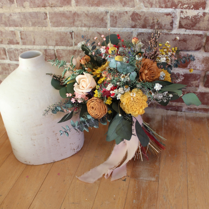 DIY KIT ~ Laney’s Collection ~ Sola Flower Bouquet ~ Wild Flower Bridal  Bouquet ~ Peach, Terracotta, Marigold